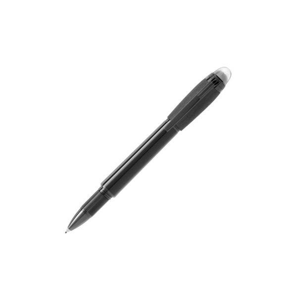 A Montblanc, StarWalker BlackCosmos Doué Fineliner pen crafted in black precious resin with black PVD coated fittings featuring the Montblanc emblem in a grey translucent dome.