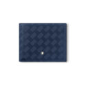 A Montblanc, Extreme 3.0 wallet crafted in navy blue coloured full-grain bovine leather with the Extreme 3.0 motif, featuring six credit card slots, two compartments for banknotes and two small additional pockets.