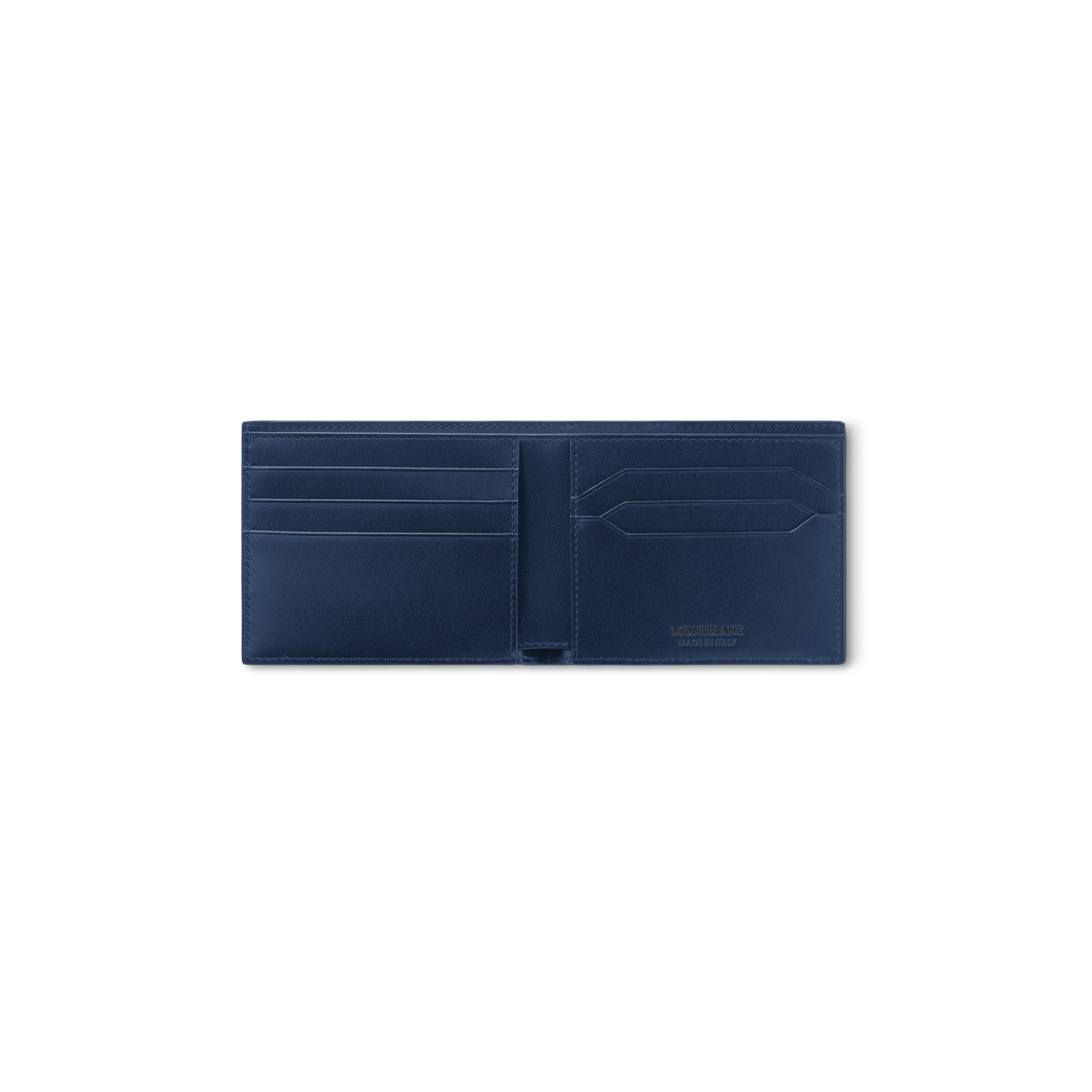 A Montblanc, Extreme 3.0 wallet crafted in navy blue coloured full-grain bovine leather with the Extreme 3.0 motif, featuring six credit card slots, two compartments for banknotes and two small additional pockets.