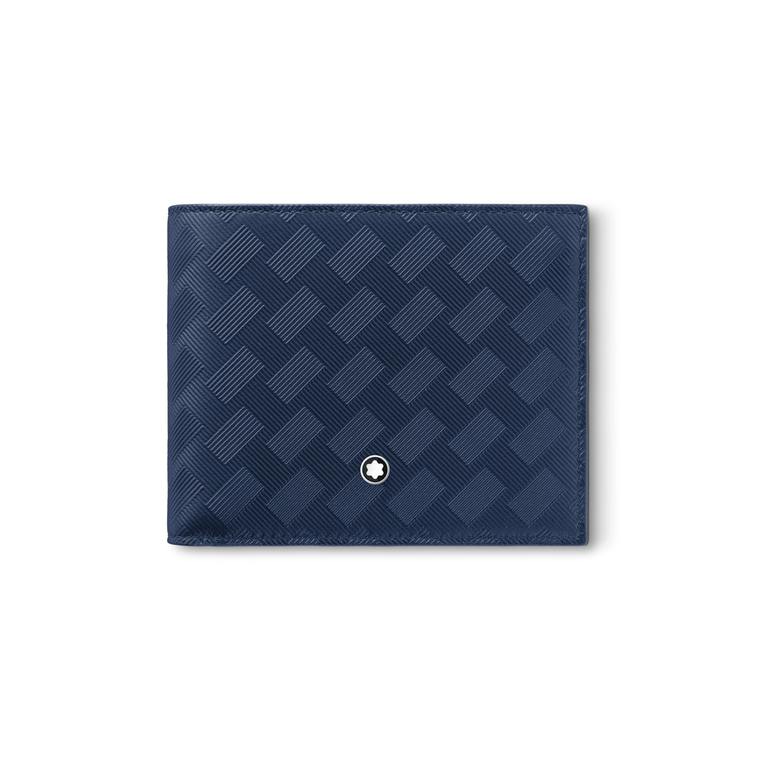 A Montblanc, Extreme 3.0 wallet crafted in navy blue coloured full-grain bovine leather with the Extreme 3.0 motif, featuring six credit card slots, two compartments for banknotes and two small additional pockets.