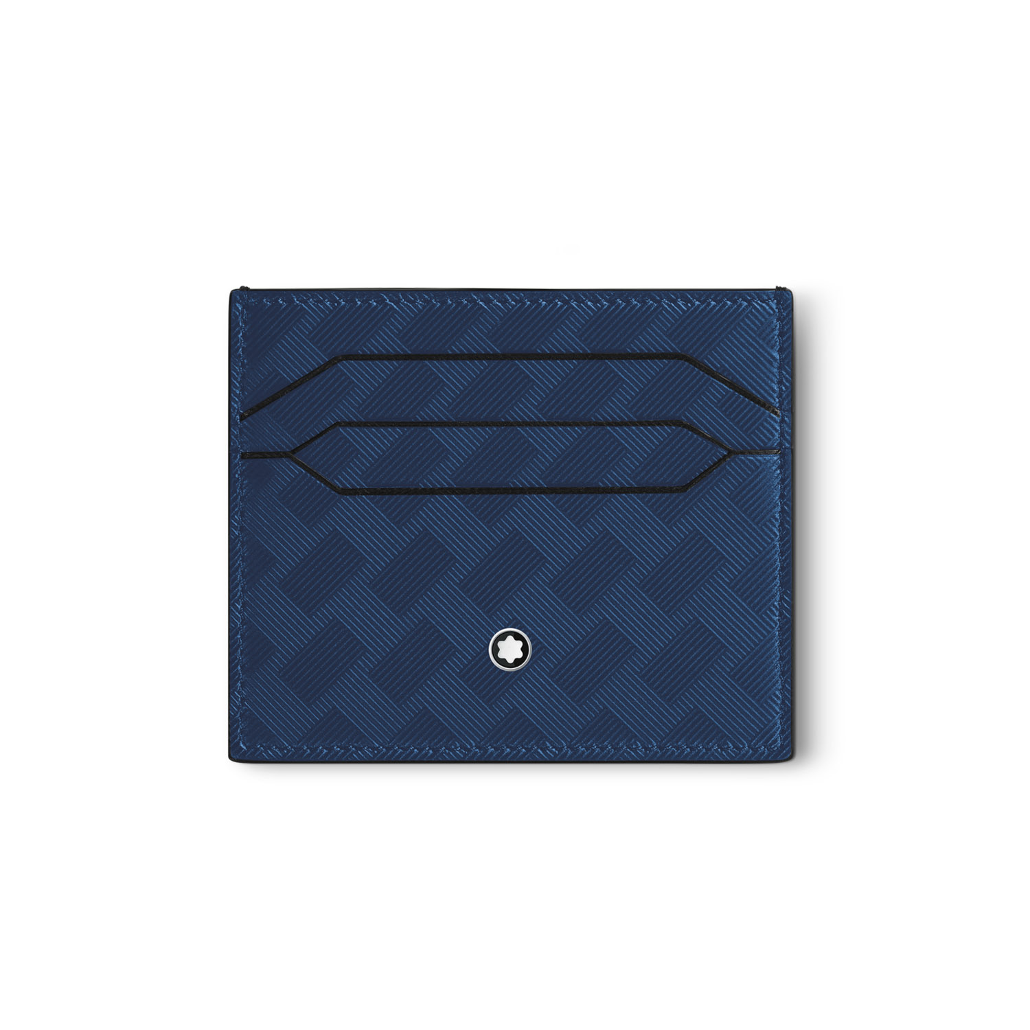 A Montblanc, Extreme 3.0 card holder crafted in navy blue coloured full-grain bovine leather with the Extreme 3.0 motif, featuring six credit card slots and an additional open pocket.