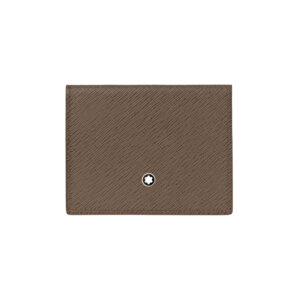 A Montblanc, Sartorial trio card holder crafted in light brown saffiano-printed leather with four credit card slots and a compartment for bank notes.