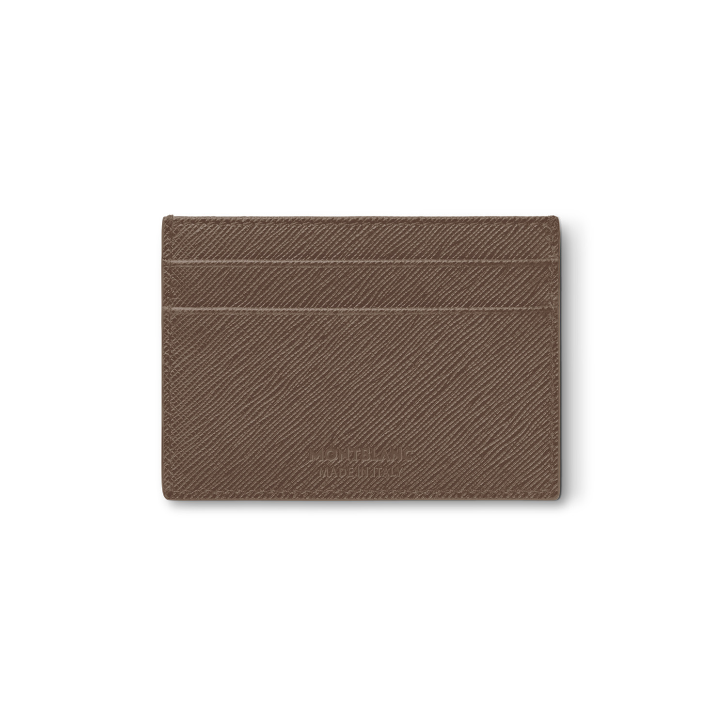 A Montblanc, Sartorial card holder crafted in light brown saffiano-printed leather with space for five credit card slots and the Montblanc emblem featured on the front.