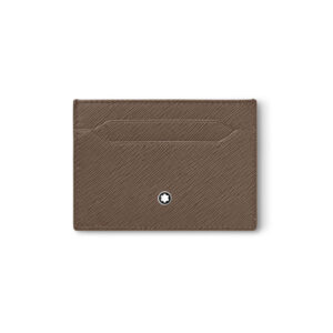 A Montblanc, Sartorial card holder crafted in light brown saffiano-printed leather with space for five credit card slots and the Montblanc emblem featured on the front.