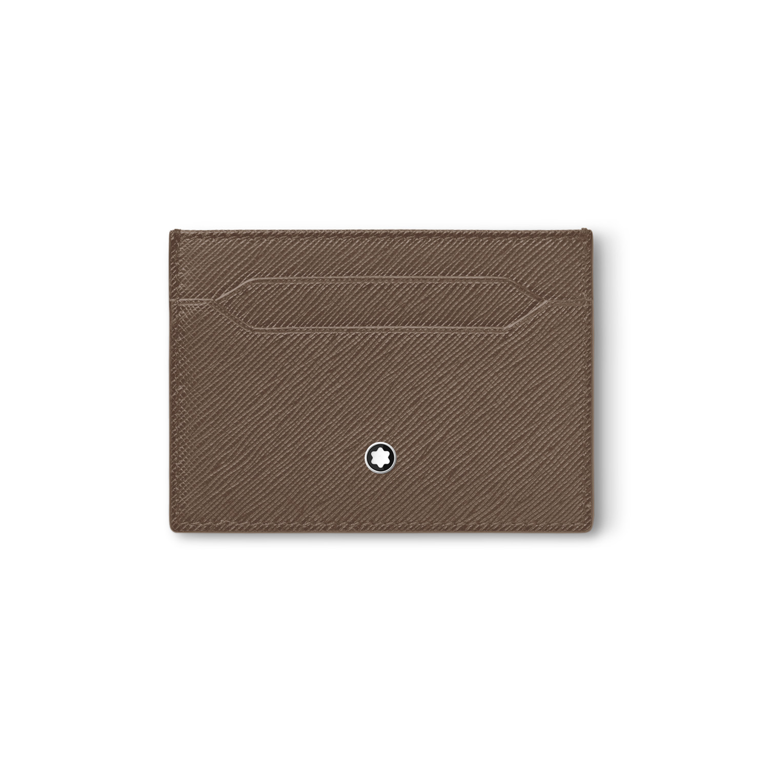 A Montblanc, Sartorial card holder crafted in light brown saffiano-printed leather with space for five credit card slots and the Montblanc emblem featured on the front.