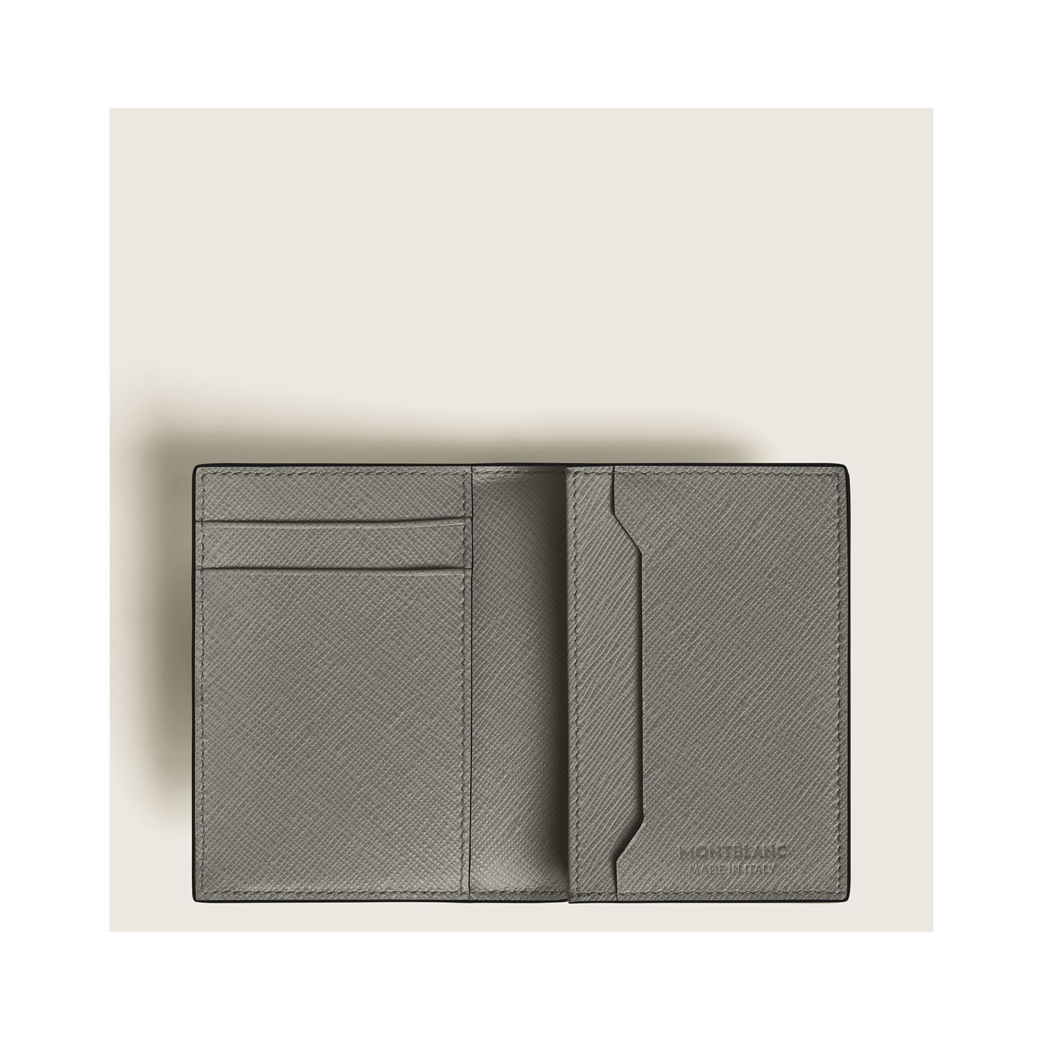 A Montblanc, Sartorial card holder crafted in medium grey coloured Saffiano-printed leather with three credit card slots, one business card slot and an additional small pocket.