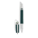 A Montblanc, StarWalker PolarGreen Precious Resin Fineliner pen crafted in dark green precious resin with platinum-coated fittings and a dome made from transparent resin with the Montblanc emblem that glows in low light.