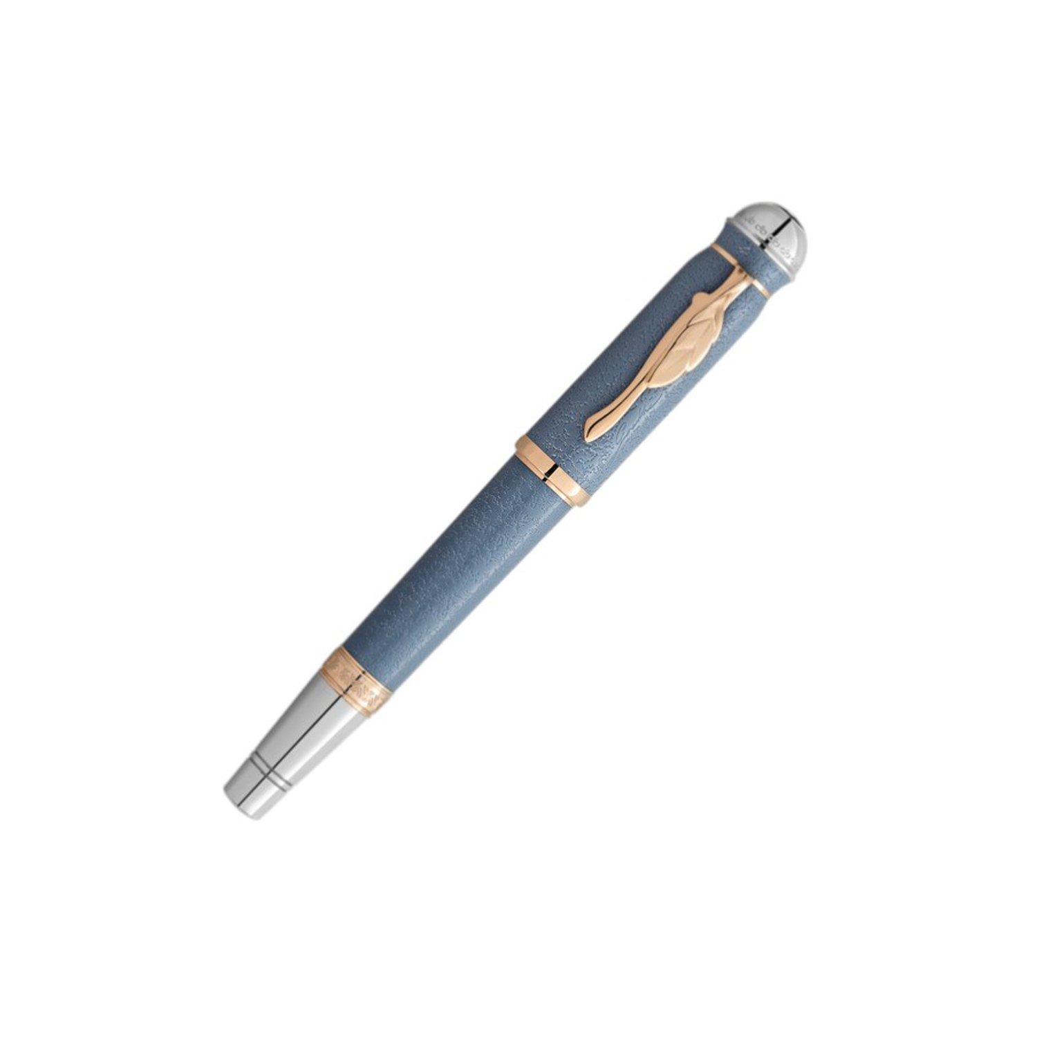 Montblanc, Writers Edition Homage to Johann Wolfgang von Goethe Limited Edition Fountain Pen A Montblanc, Writers Edition Homage to Johann Wolfgang von Goethe Limited Edition Fountain Pen crafted in blue precious resin with gold and platinum-coated fittings and a solid gold nib.