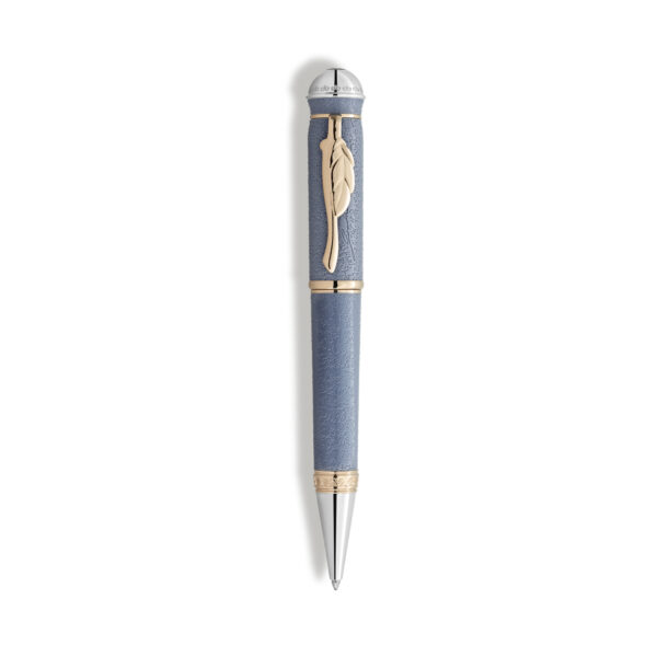 A Montblanc, Writers Edition Homage to Johann Wolfgang von Goethe Limited Edition Ballpoint Pen crafted in blue precious resin with gold and platinum-coated fittings.