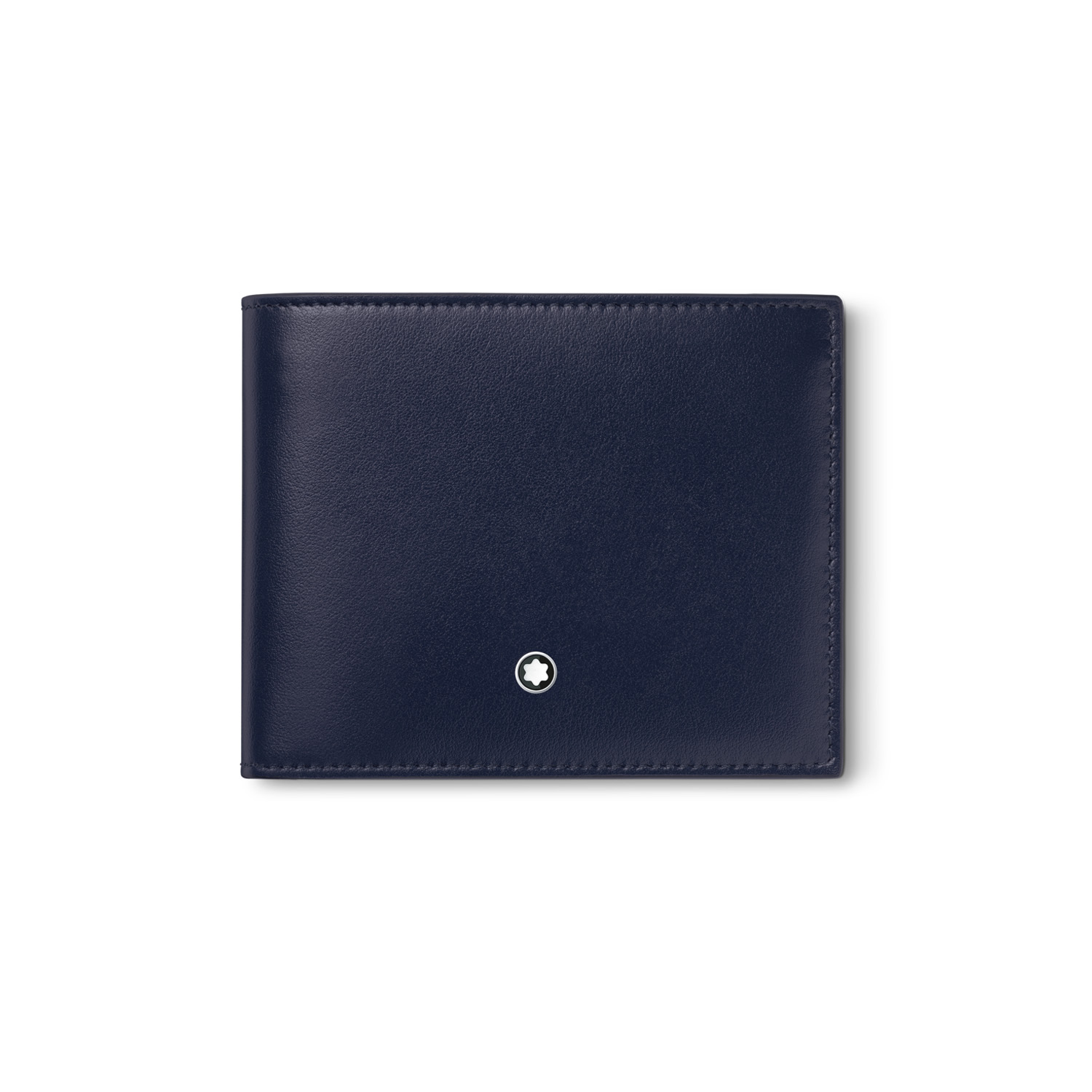 A Montblanc, Meisterstück wallet crafted in luxurious ink blue leather with six credit card slots with a compartment for banknotes and two additional small pockets.