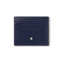 A Montblanc, Meisterstück card holder crafted in luxurious ink blue leather with six credit card slots and an additional small pocket.