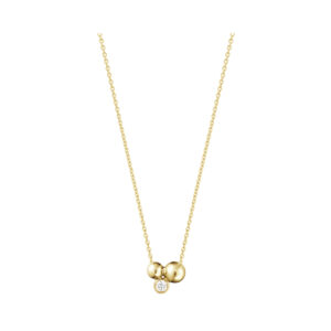 An 18ct yellow gold single stone diamond pendant and chain from Georg Jensen's Moonlight Grapes collection.
