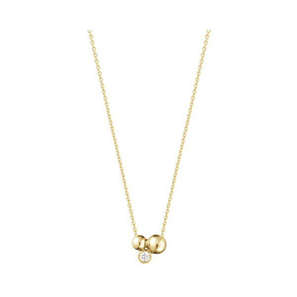 An 18ct yellow gold single stone diamond pendant and chain from Georg Jensen's Moonlight Grapes collection.