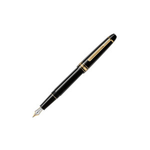 A Montblanc, Meisterstück Gold-Coated Fountain Pen crafted from black precious resin with a gold-coated clip featuring a handcrafted Au 585 14ct solid gold, rhodium-coated nib.