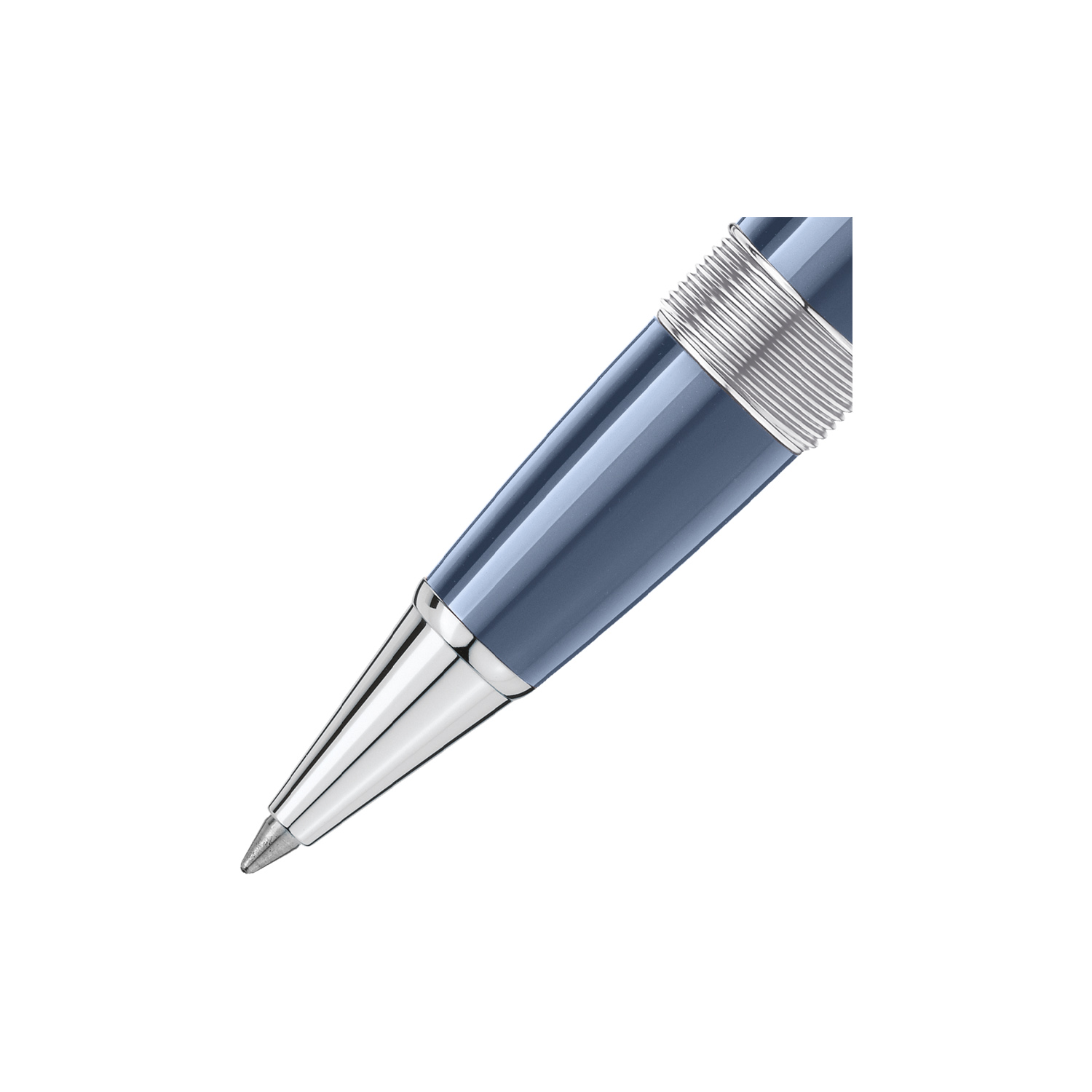 The Meisterstück Glacier LeGrand Rollerball pen with blue gray colored precious resin is inspired by the mystical glaciers of the Mont Blanc mountain.