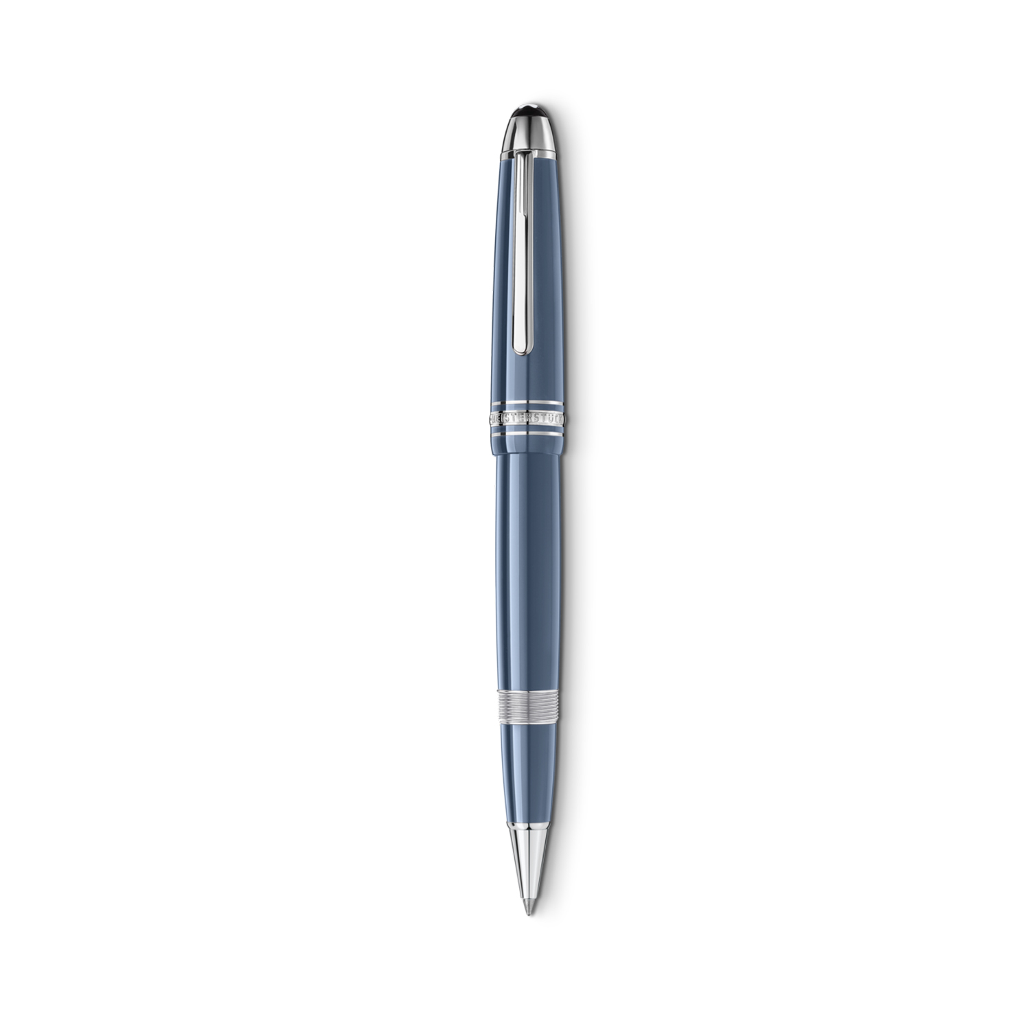 The Meisterstück Glacier LeGrand Rollerball pen with blue gray colored precious resin is inspired by the mystical glaciers of the Mont Blanc mountain.