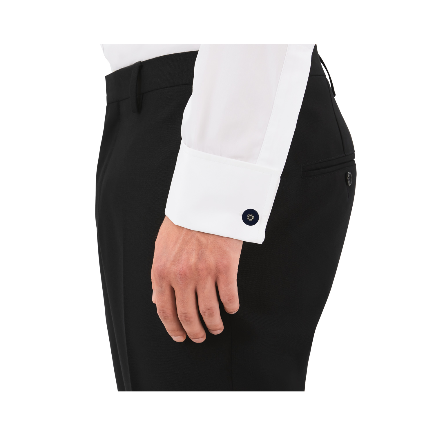 Montblanc, PIX Cufflinks with Blue Resin A pair of Montblanc, PIX cufflinks in stainless steel featuring the Montblanc emblem surrounded by blue inlay.