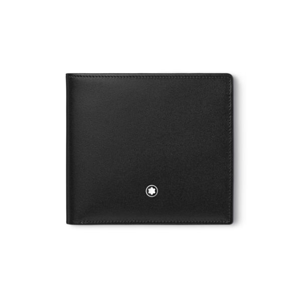 A Montblanc, Meisterstück black wallet crafted from full-grain cowhide with eight credit card slots, two banknote compartments and two small additional pockets.