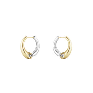 A pair of sterling silver and 18ct yellow gold large hoop earrings belonging to Georg Jensen's Reflect collection, for pierced ears.