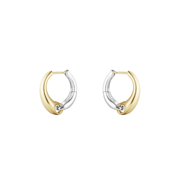 A pair of sterling silver and 18ct yellow gold large hoop earrings belonging to Georg Jensen's Reflect collection, for pierced ears.