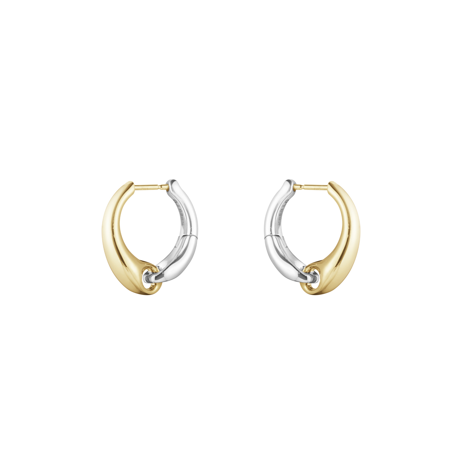 Georg Jensen, Sterling Silver & 18ct Yellow Gold Reflect Large Hoop Earrings A pair of sterling silver and 18ct yellow gold large hoop earrings belonging to Georg Jensen's Reflect collection, for pierced ears.