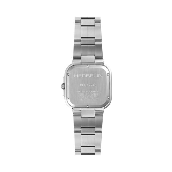 Herbelin, Cap Camarat Square with a 39mm stainless steel case and bracelet strap featuring a date function and a blue dial.