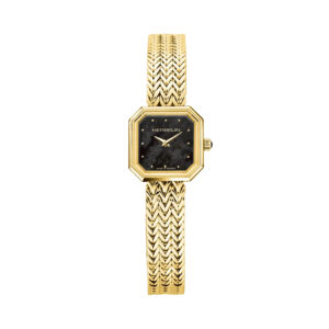 Herbelin, Octogône with a 22.2mm stainless steel and yellow gold PVD case and bracelet strap featuring a black mother of pearl dial.