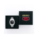Seiko, 5 Sports Black Heritage Design Recreation Limited Edition, Automatic Men's Watch Seiko, 5 Sports Black Heritage Design Recreation Limited Edition with a 38.2mm stainless steel case and bracelet strap featuring a day date function and a black dial and a silver bezel.