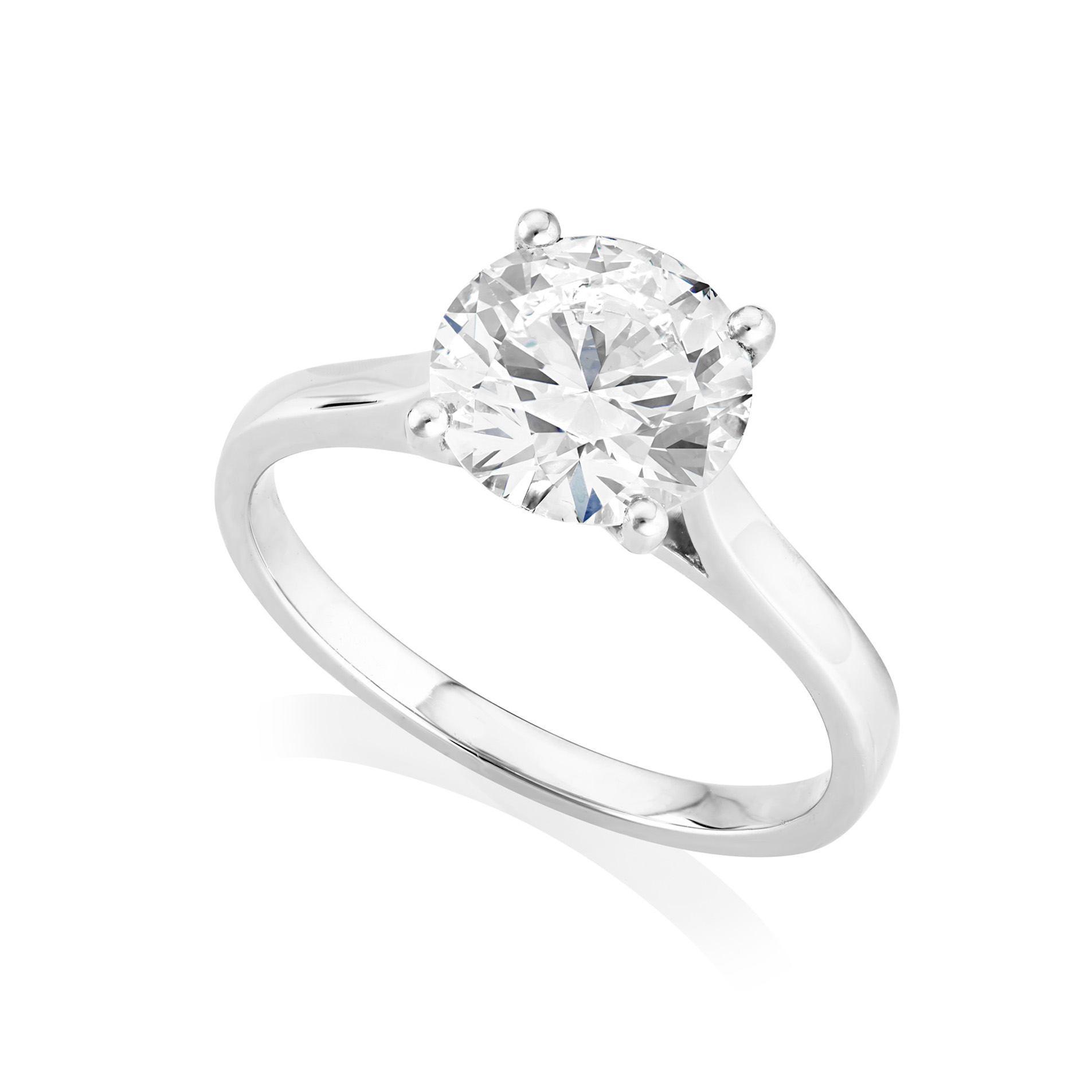 A platinum round brilliant cut diamond single stone solitaire ring belonging to H L Brown's Leon Collection