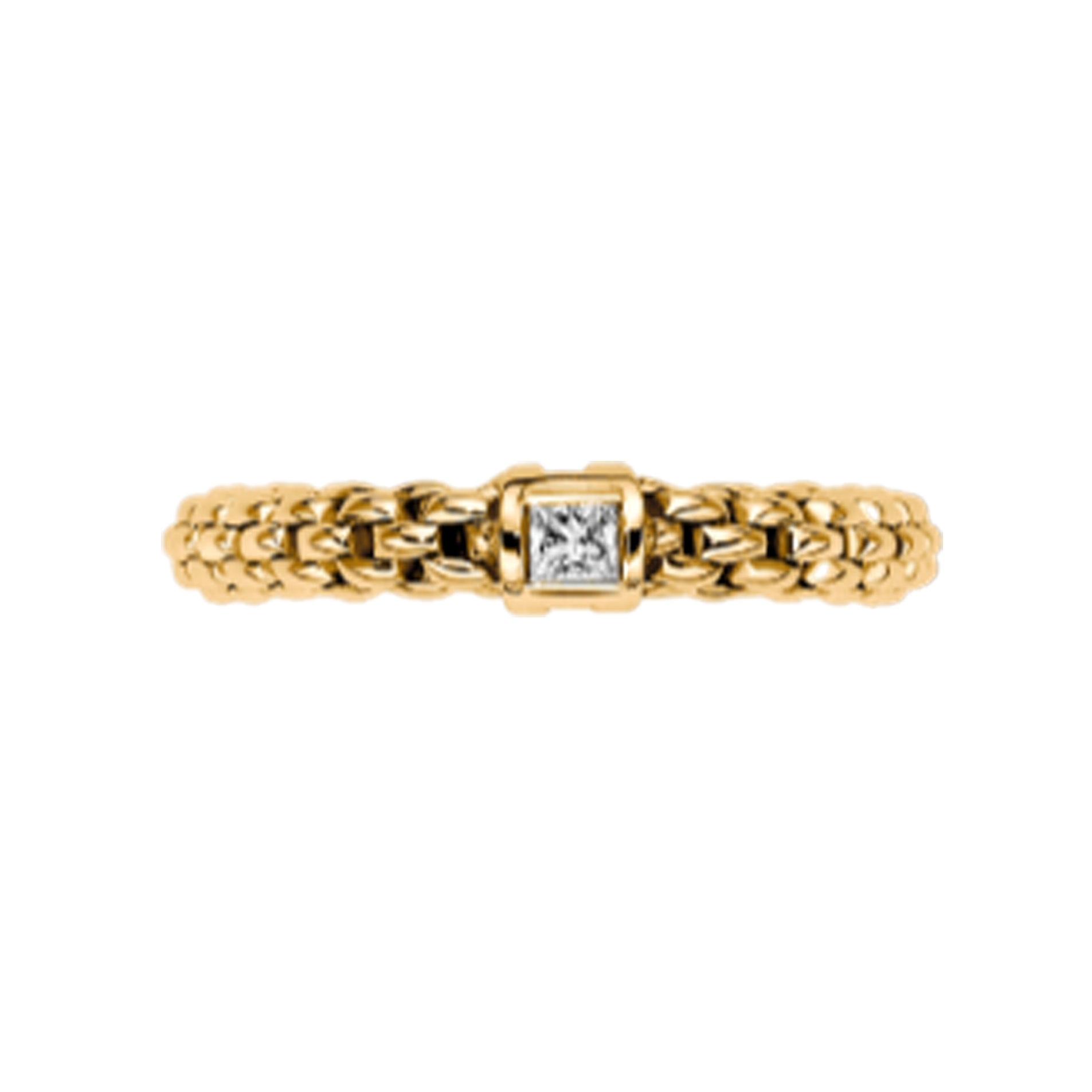 FOPE, Souls Collection, 18ct Yellow Gold Diamond Flex'It Ring An 18ct yellow gold Flex'It ring set with a single diamond belonging to FOPE's Souls collection.