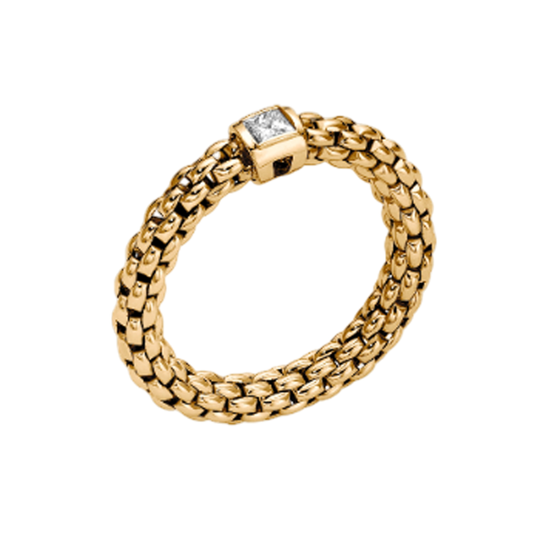 FOPE, Souls Collection, 18ct Yellow Gold Diamond Flex'It Ring An 18ct yellow gold Flex'It ring set with a single diamond belonging to FOPE's Souls collection.