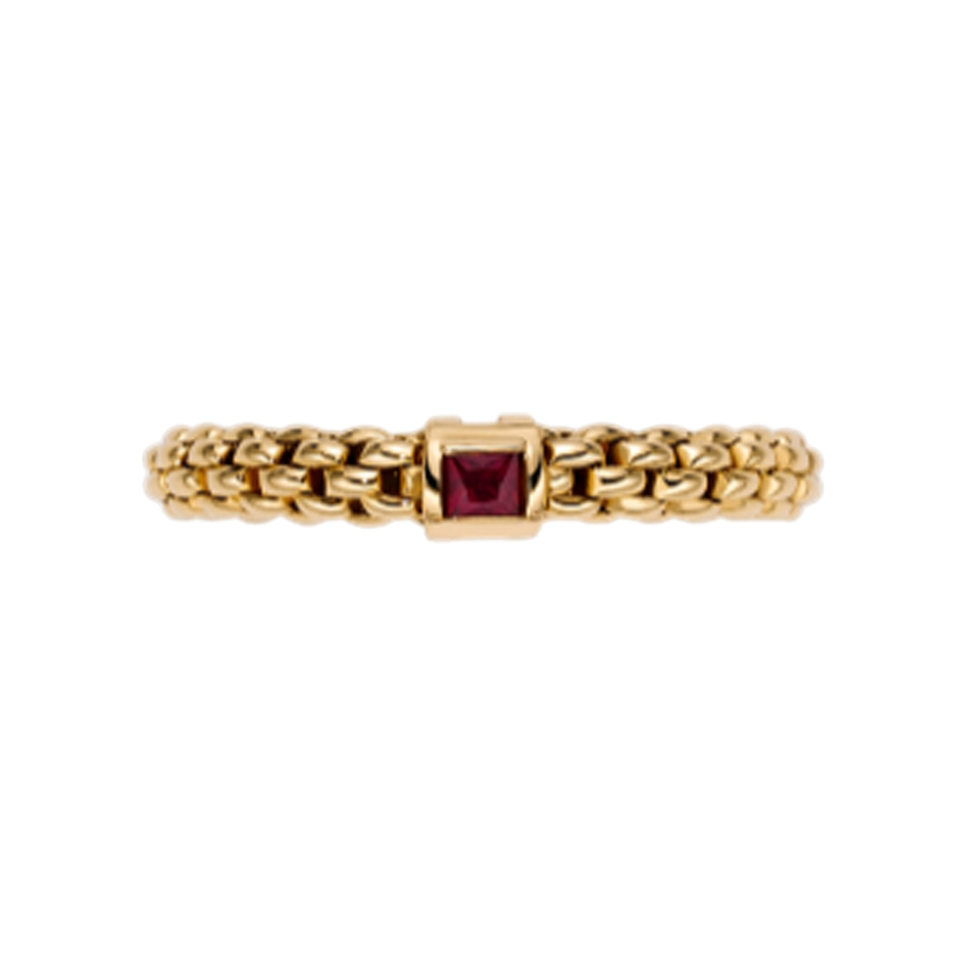 FOPE, Souls Collection, 18ct Yellow Gold Ruby Flex'It Ring An 18ct yellow gold Flex'It ring set with a single red ruby belonging to FOPE's Souls collection.