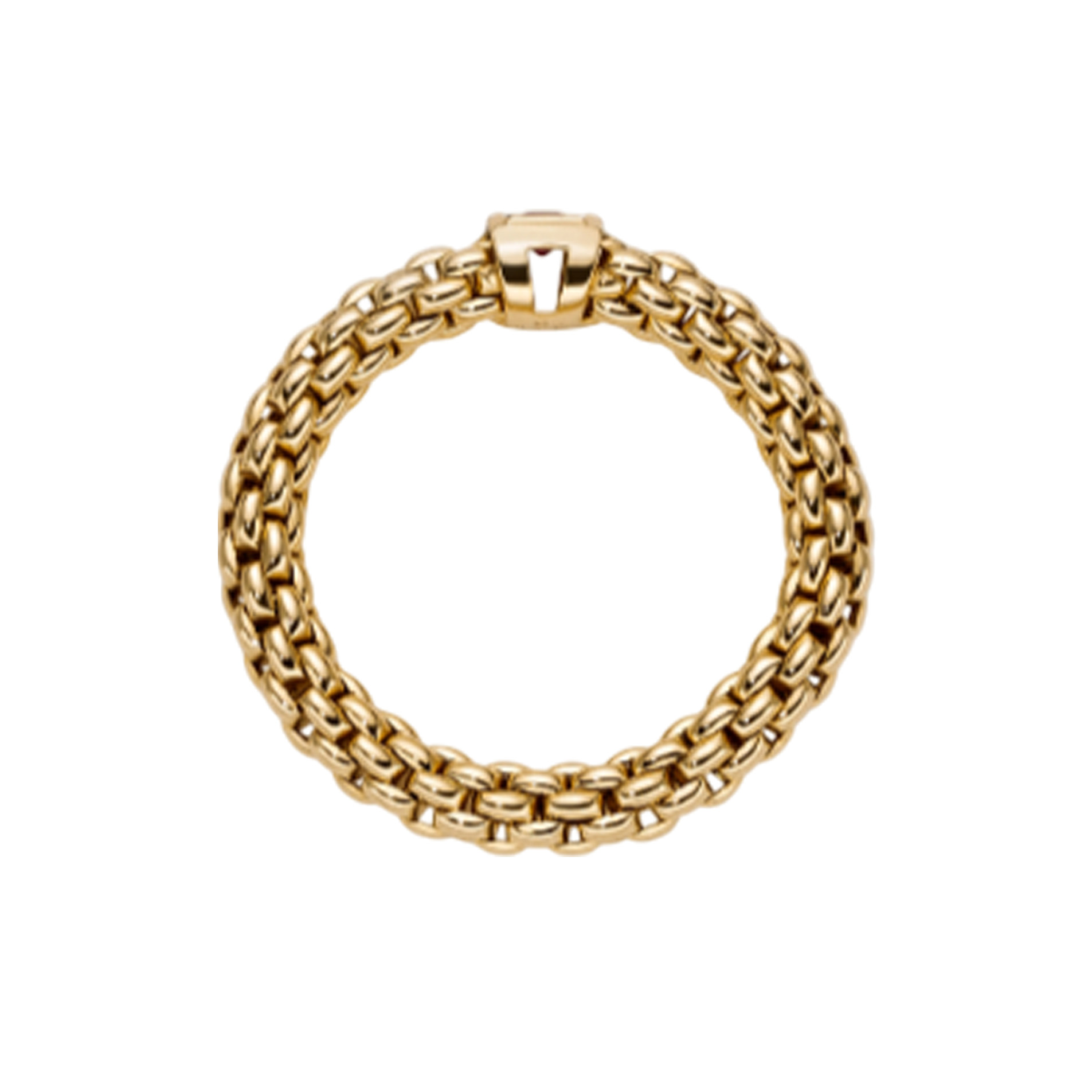 FOPE, Souls Collection, 18ct Yellow Gold Ruby Flex'It Ring An 18ct yellow gold Flex'It ring set with a single red ruby belonging to FOPE's Souls collection.