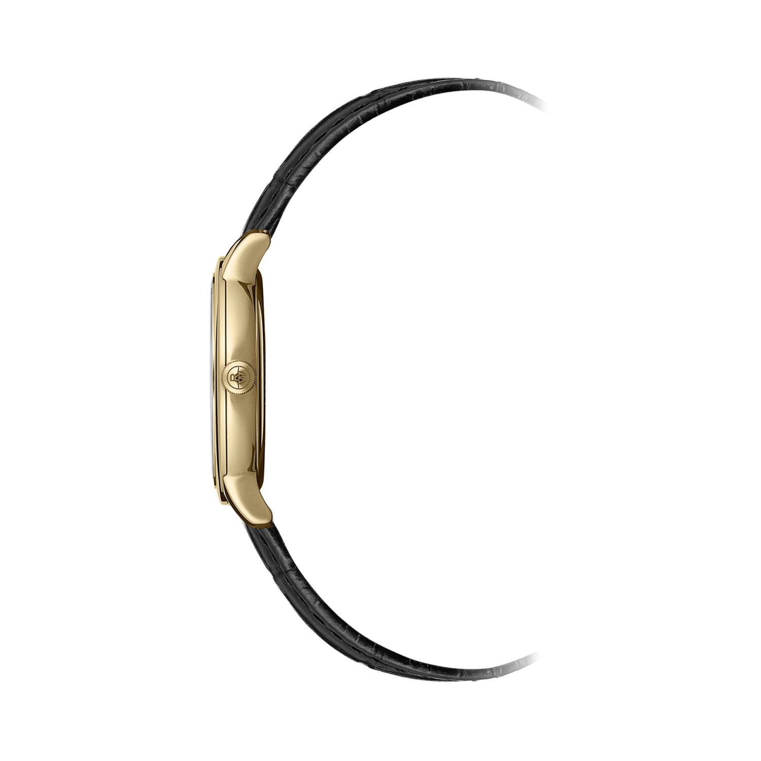 Raymond Weil, Toccata with a 29mm stainless steel case and black leather strap featuring a date function and a white dial.