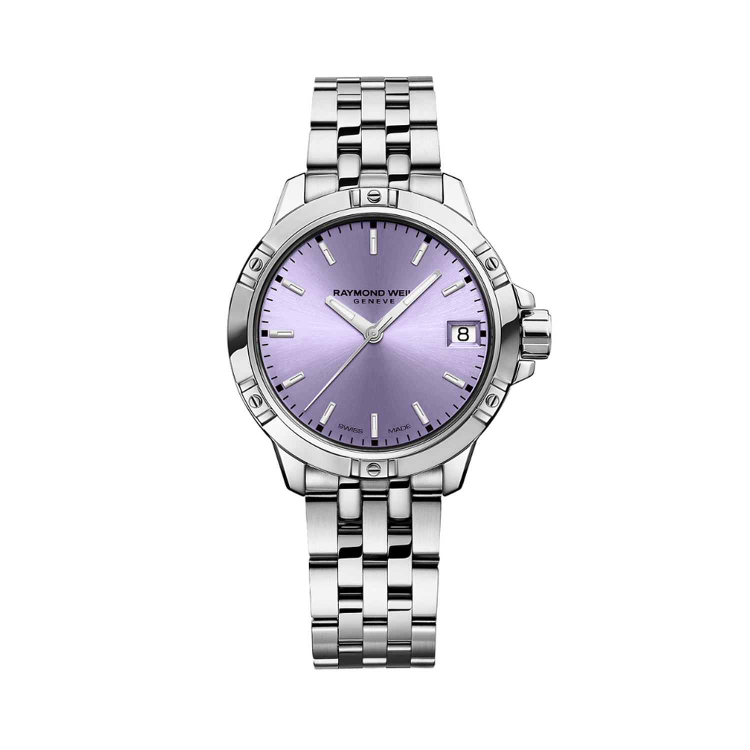 Raymond Weil, Tango with 30mm stainless steel case and bracelet strap featuring a date function and a lavender dial.