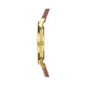 Herbelin, Classique with a 38mm yellow gold PVD coated stainless steel case with a brown leather strap featuring a date function and a white dial.