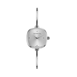 Herbelin, Fil with a 24 x 24mm stainless steel square case and bracelet strap featuring a silver dial.
