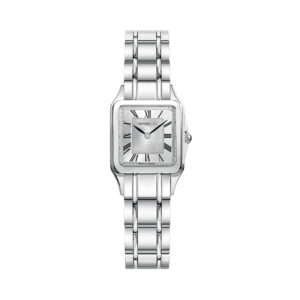 Herbelin, Luna with a 24mm square stainless steel case and bracelet strap featuring a silver dial.