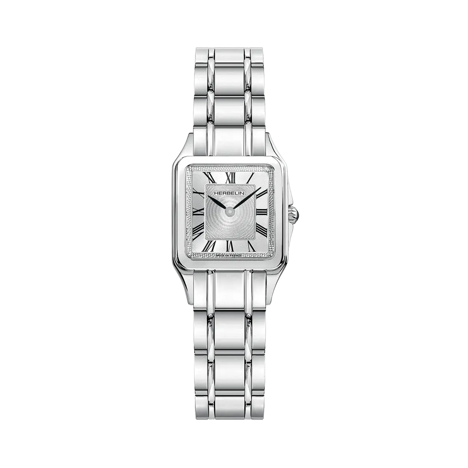 Herbelin, Luna Silver, Quartz Women's Watch Herbelin, Luna with a 24mm square stainless steel case and bracelet strap featuring a silver dial.