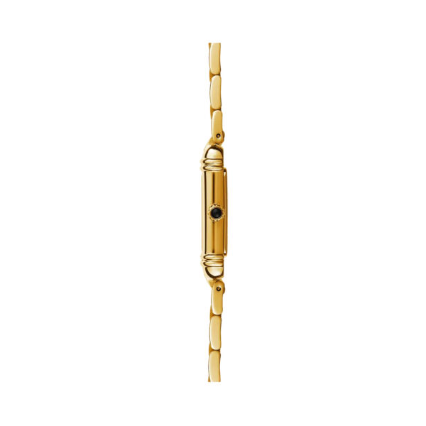 Herbelin, Art Déco with a 20.3 x 24.4mm rectangular yellow gold PVD coated stainless steel case featuring a mother of pearl zircon set dial.