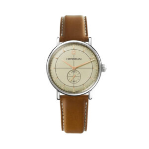 Herbelin, Inspiration with a 40mm stainless steel case and a brown leather strap featuring a small seconds hand function and an ivory coloured dial.