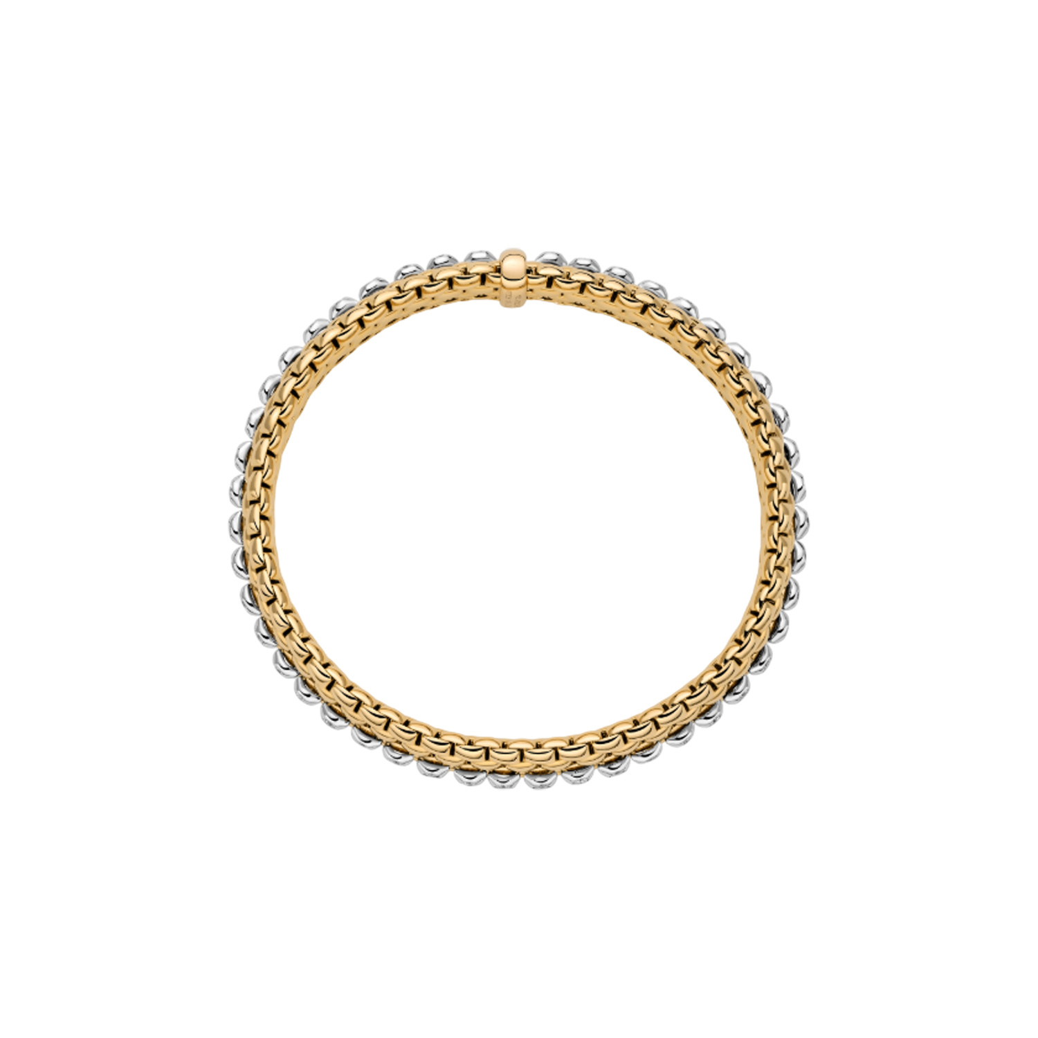 An 18ct yellow and white gold diamond set two tone Flex'It bracelet belonging to FOPE's Panorama collection.