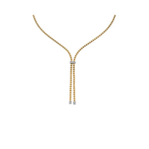 An 18ct yellow gold necklace with a single 18ct white gold diamond set rondel belonging to FOPE's EKA collection.