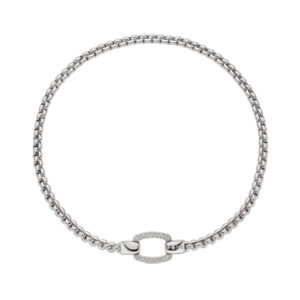 An 18ct white gold necklace with a pave set diamond clasp belonging to FOPE's EKA collection.
