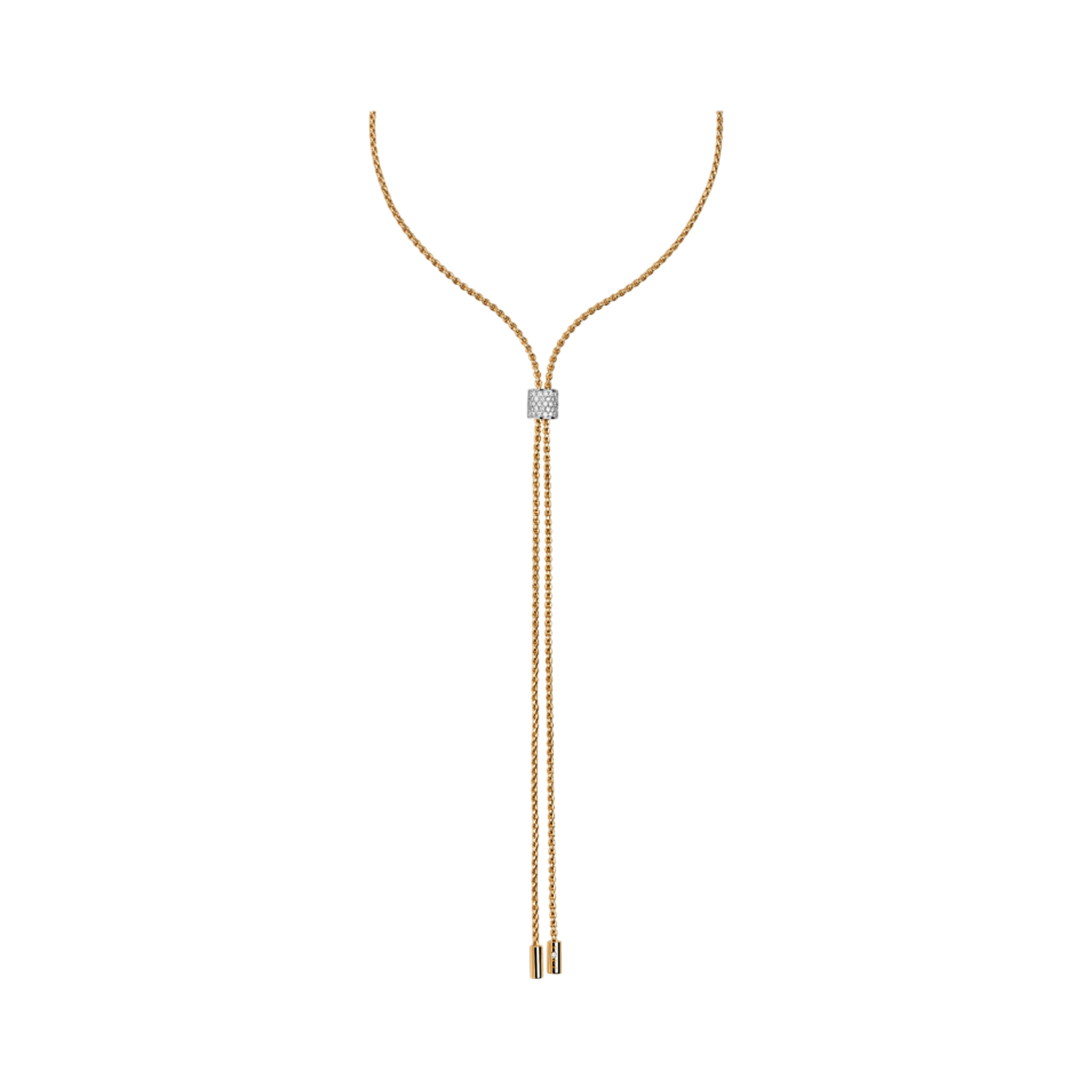FOPE, Aria Collection, 18ct Yellow Gold Pave Diamond Slider Necklace An 18ct yellow gold pave set diamond slider necklace belonging to FOPE's Aria collection.