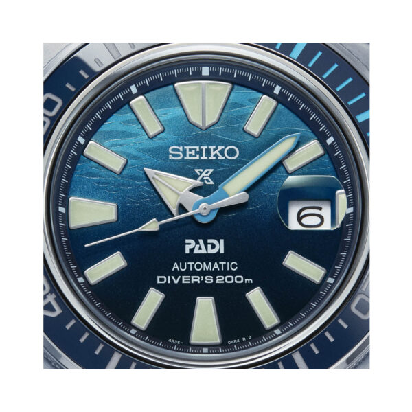 Seiko, Prospex PADI ‘Great Blue’ Samurai Special Edition with a 43.8mm stainless steel case and a blue silicone strap featuring a date function and a blue dial and ceramic bezel.