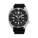 Seiko, Prospex 'Turtle', Automatic Men's Watch Seiko, Prospex 'Turtle' with a 45mm stainless steel case and a black silicone strap featuring a day date function and a black dial and bezel.