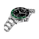 Tissot, Seastar 1000 GMT with a 40mm stainless steel case and bracelet strap featuring a date function and GMT complication with a black dial and a black and green bezel.