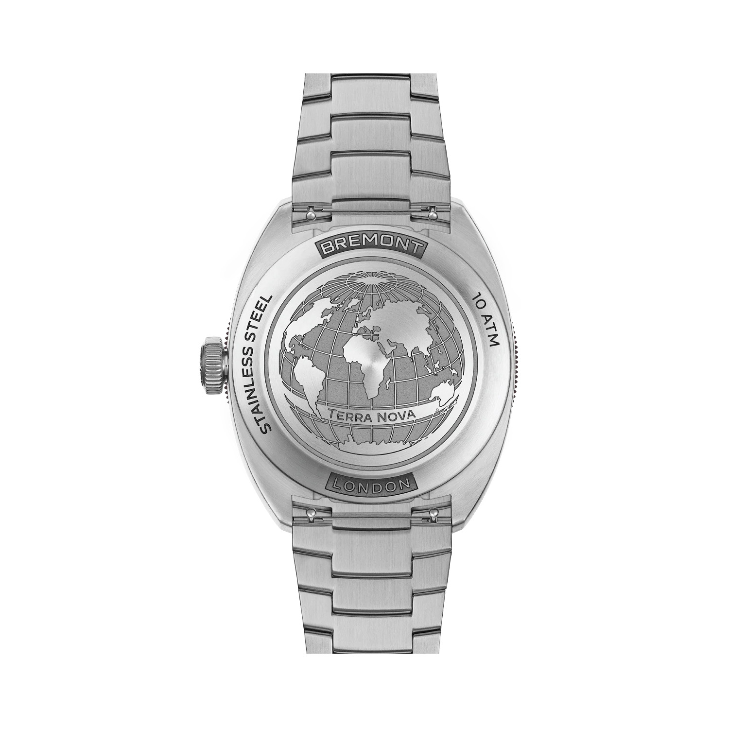 Bremont, Terra Nova 40.5 Turning Bezel with a 40.5mm stainless steel case and bracelet strap featuring a date function and power reserve with a blue dial and steel bezel.