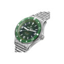 Bremont, Supermarine with a 40mm stainless steel case and bracelet strap featuring a green dial and bezel.